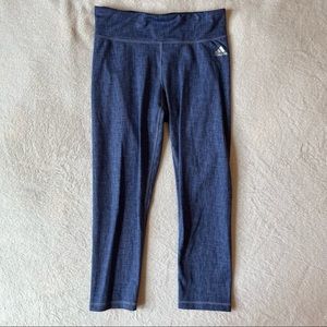 Adidas Climalite Blue Cropped Capri Active Pants Leggings Workout Athleisure